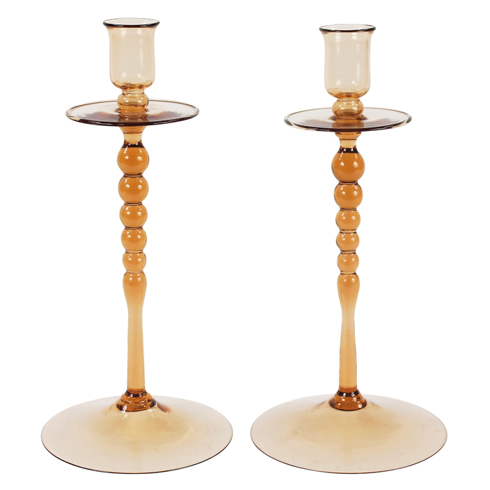 Appraisal: Murano glass candlesticks pair s in the manner of VittorioZecchin