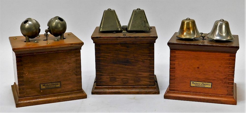 Appraisal: Western Electric Company Antique Oak Ringer Boxes United States th