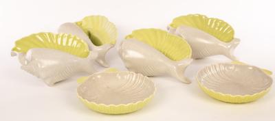 Appraisal: Poole Pottery two twintone seagull and lime yellow scallop dishes