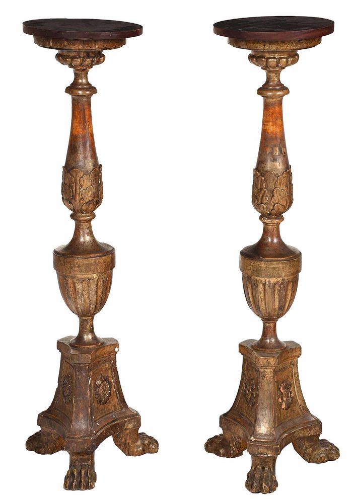 Appraisal: Pair Italian Baroque or Style Carved Gilt Pedestals probably th