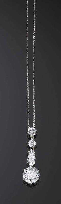 Appraisal: DIAMOND NECKLACE ca Platinum Elegant pendant set with brilliant-cut diamond