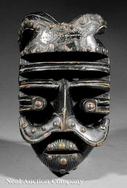 Appraisal: A B t Carved Wood Face Mask Gre and a