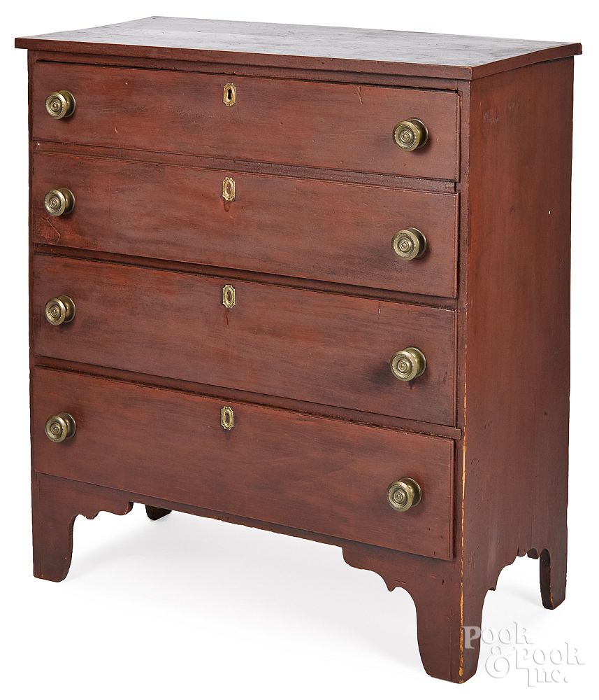 Appraisal: New England painted pine chest of drawers New England painted