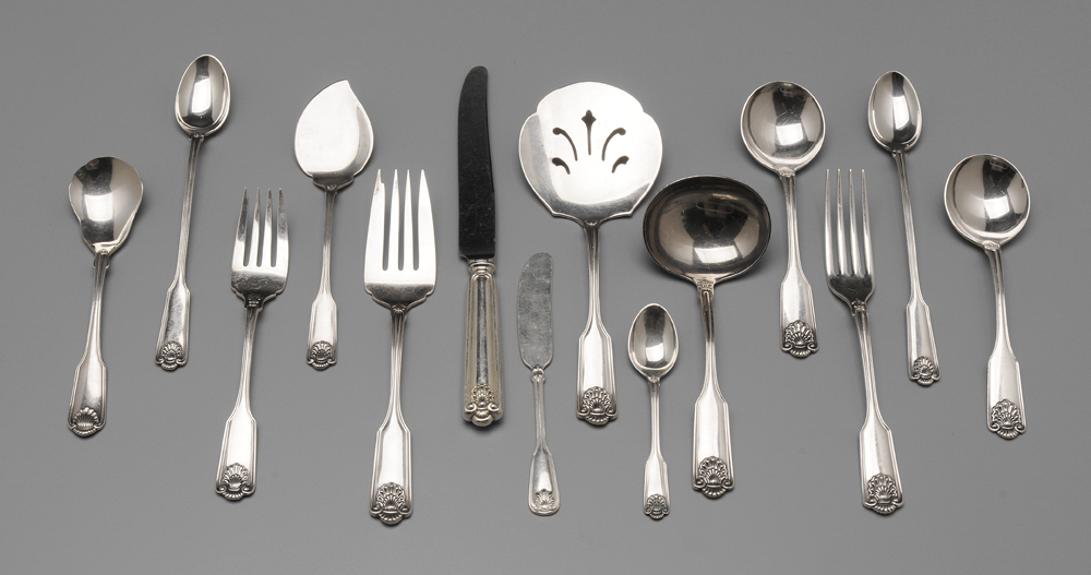 Appraisal: Fiddle and Shell Sterling Flatware American th century marks for