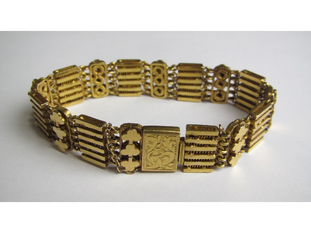 Appraisal: A late Victorian yellow metal bracelet with linked alternate gate