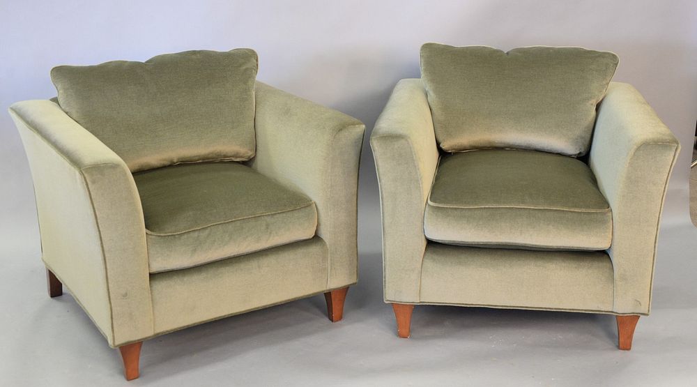 Appraisal: Pair of custom upholstered oversized club chairs ht wd Estate