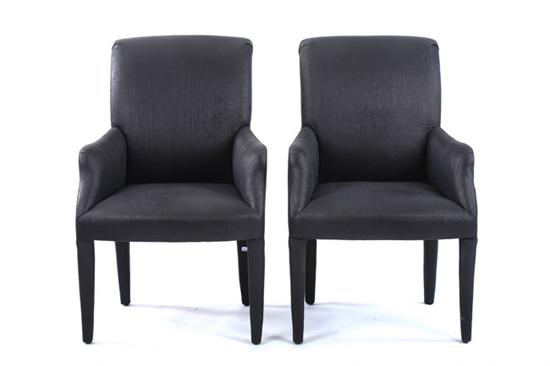 Appraisal: SET OF FOUR CONTEMPORARY DINING CHAIRS late th century Back-scrolled