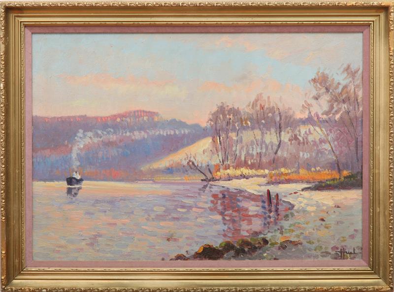 Appraisal: JACQUES HUET b SEINE ET PACQUELOT LA FONTAINE Oil on