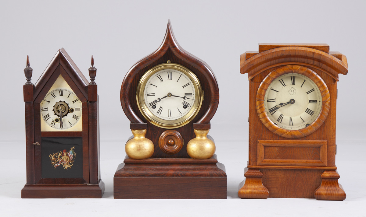 Appraisal: Early Ingraham Oriental Shelf Clock Rosewood and gilt case with