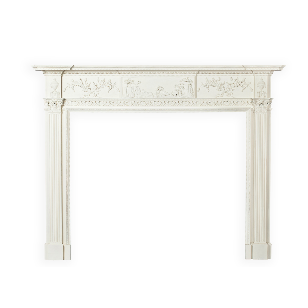 Appraisal: SCOTTISH GEORGE III PAINTED PINE AND GESSO FIRE SURROUND EX