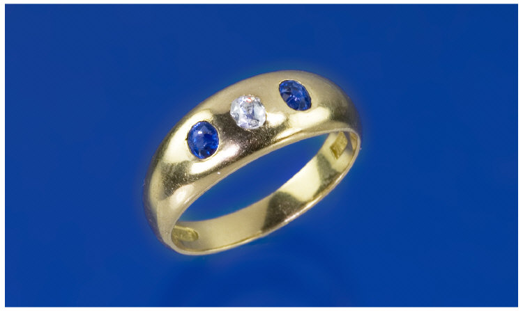 Appraisal: ct Gold Gents Diamond And Sapphire Ring Central Brilliant Cut