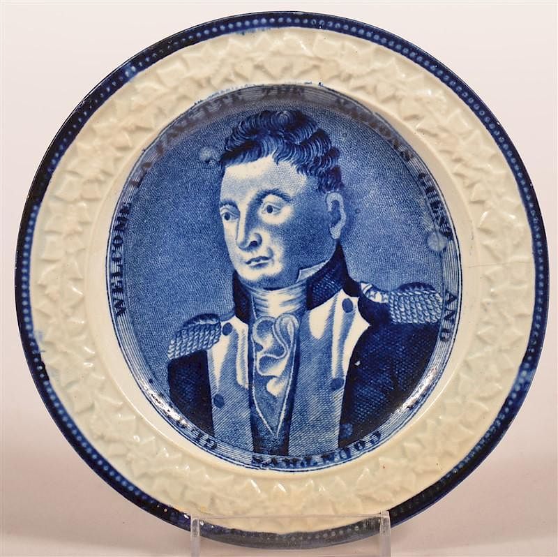 Appraisal: Historical Staffordshire Blue Toddy Plate Historical Staffordshire Blue Transfer Toddy