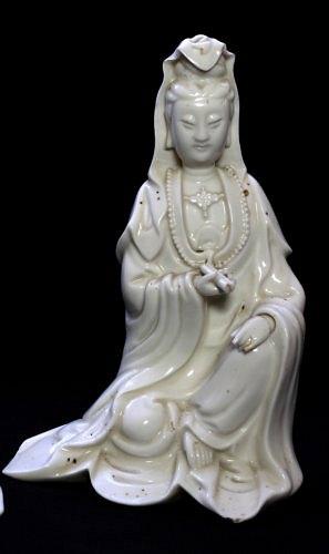 Appraisal: An th Century blanc de chine figure of Guanyin cm