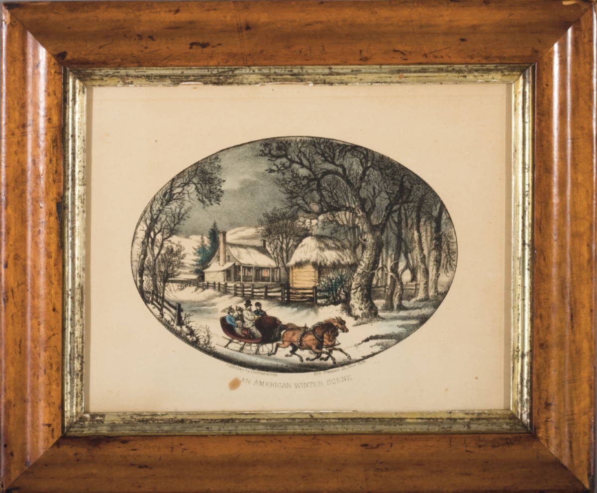 Appraisal: RARE CURRIER IVES PRINT AN AMERICAN WINTER SCENE Very small-folio