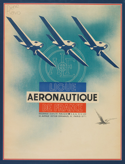 Appraisal: AVIATION Ligue Aeronautique de France Color lithographed poster by Rene