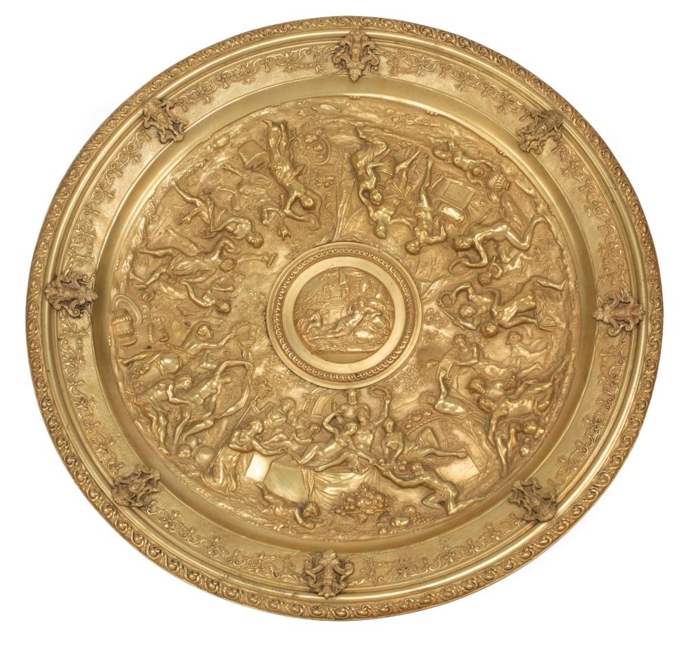 Appraisal: Grand Tour-Style Gilt Bronze Charger th c marked Gesetzlich Geschutzt