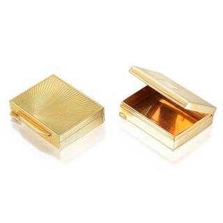 Appraisal: A Lot of Two Gold Pill Boxes Comprising two K