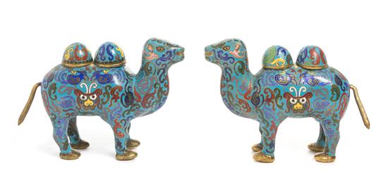 Appraisal: Sale Lot A Pair of Cloisonne Enamel Camel-Form Vessels the