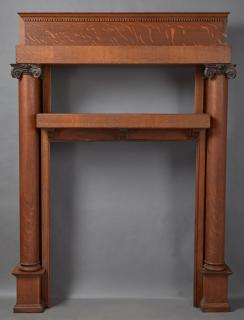 Appraisal: American Classical Revival Carved Oak Fireplace Ma American Classical Revival