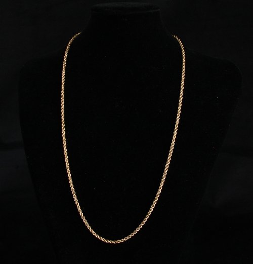 Appraisal: An ct gold neck chain of ropetwist form approximately gm