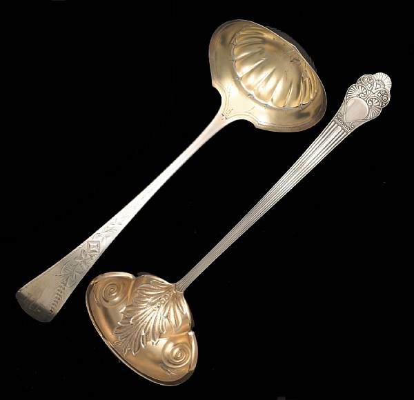 Appraisal: A group of two silver soup ladles Comprising Milan ladle