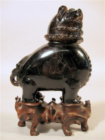 Appraisal: Chinese carved smoky quartz beast form censer th century Two