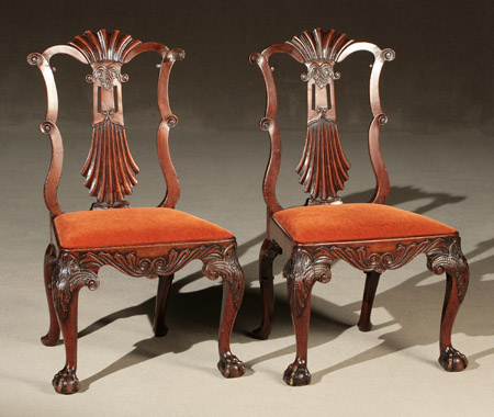 Appraisal: Pair of George II Walnut Side Chairs Circa Each having