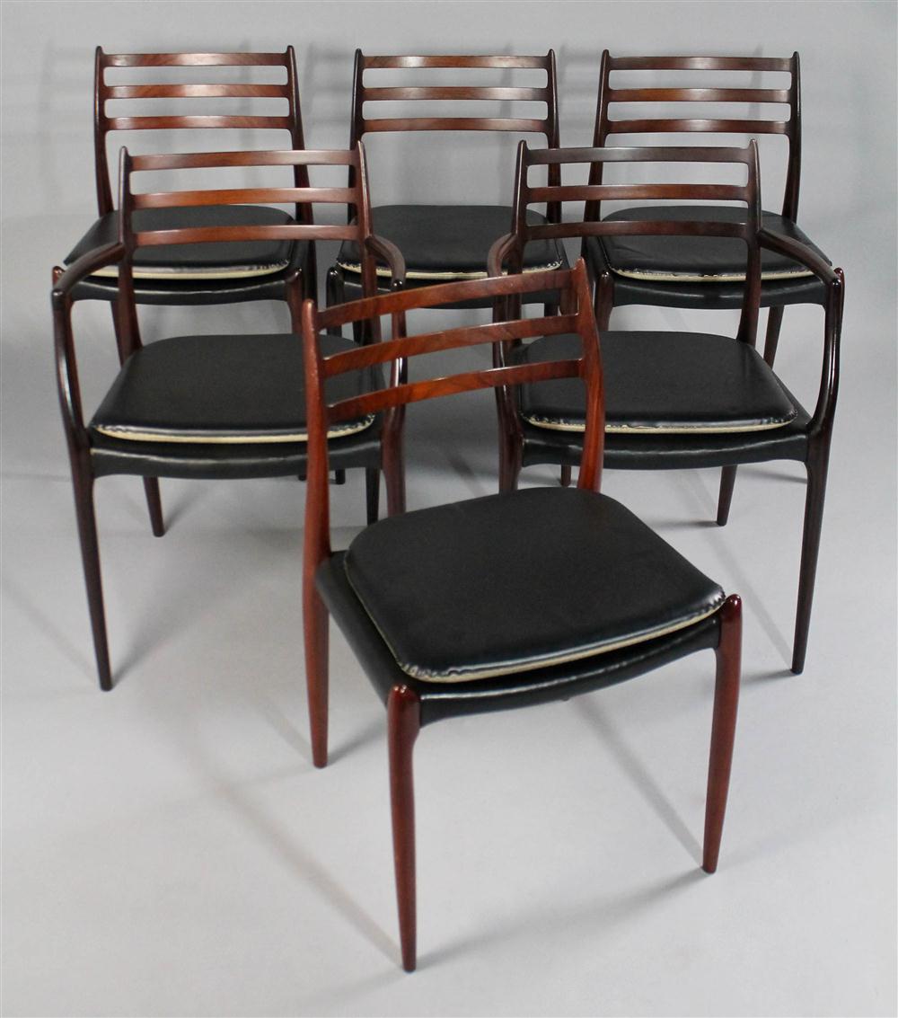 Appraisal: SET OF SIX J L MOLLER ROSEWOOD DINING CHAIRS MODELS