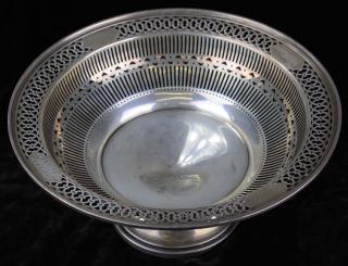 Appraisal: Reticulated Sterling Silver Footed Compote Bowl maker unknown x troy