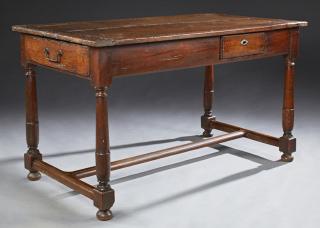 Appraisal: French Provincial Carved Cherry Farmhouse Table French Provincial Carved Cherry