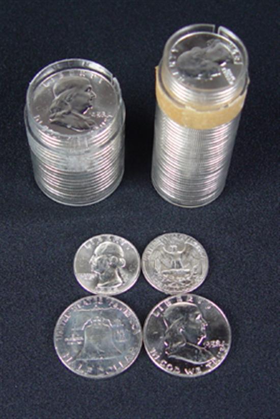 Appraisal: Roll of Nice BU -D Franklin Halves Plus BU roll