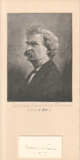 Appraisal: TWAIN MARK Signature on a small card Approximately x inches