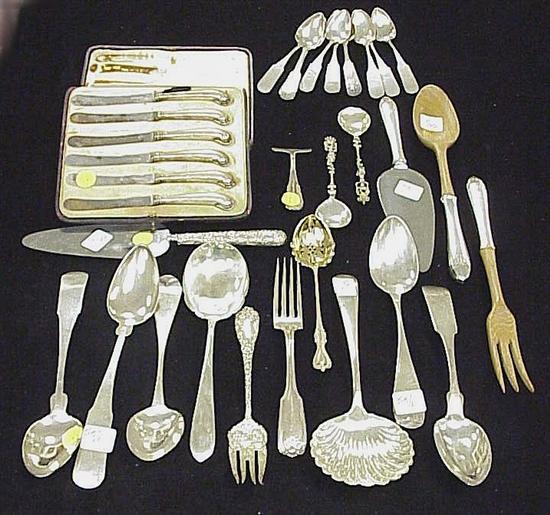 Appraisal: Mixed sterling flatware six boxed English fruit knives S Kirk