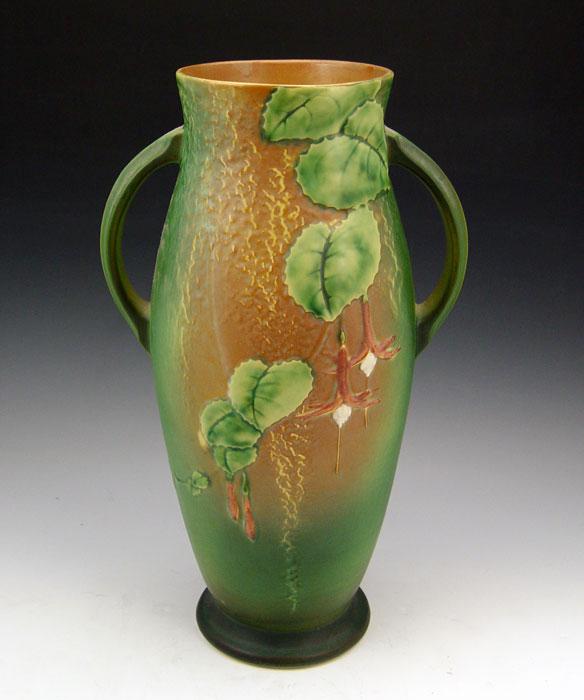 Appraisal: ROSEVILLE POTTERY FUSCHIA VASE Green - Brown '' tall