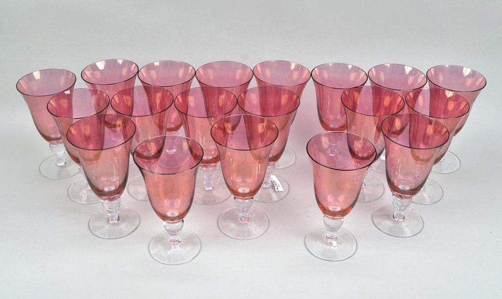 Appraisal: Group Amethyst Crystal Cut to Clear Stemware comprising cut to