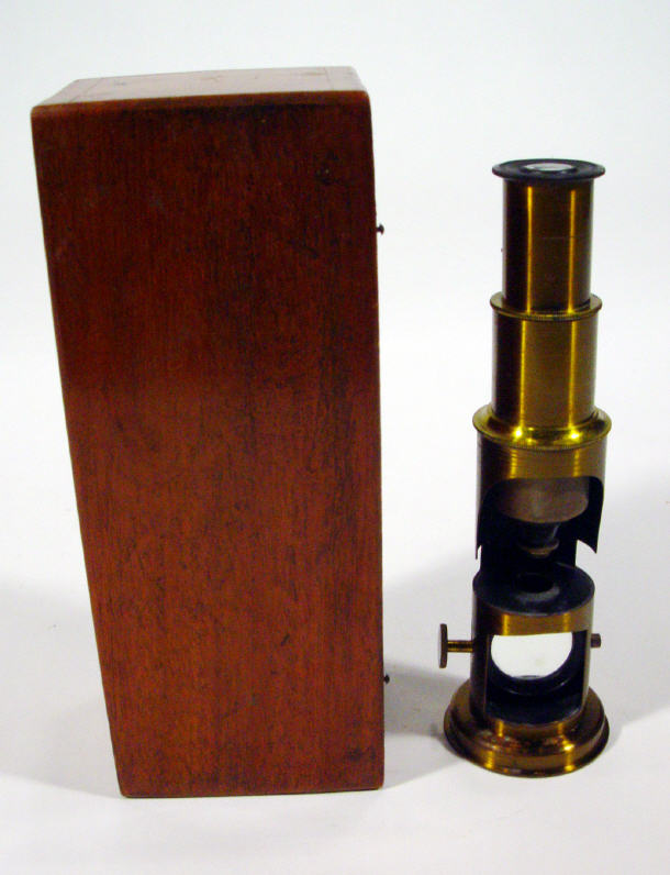 Appraisal: Brass students microscope in a fitted mahogany case cm high