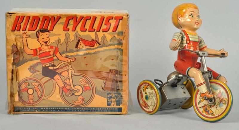 Appraisal: Tin Litho Unique Art Kiddy Cyclist Wind-Up Toy American Working