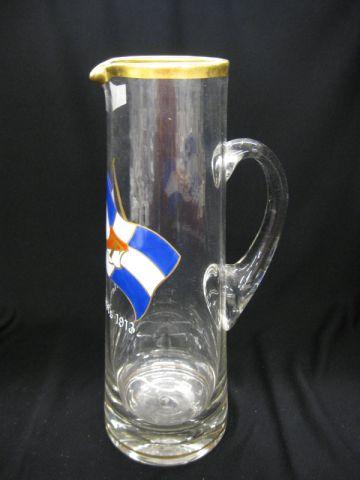 Appraisal: Enameled Art Glass German Tankard tall flag decor dated