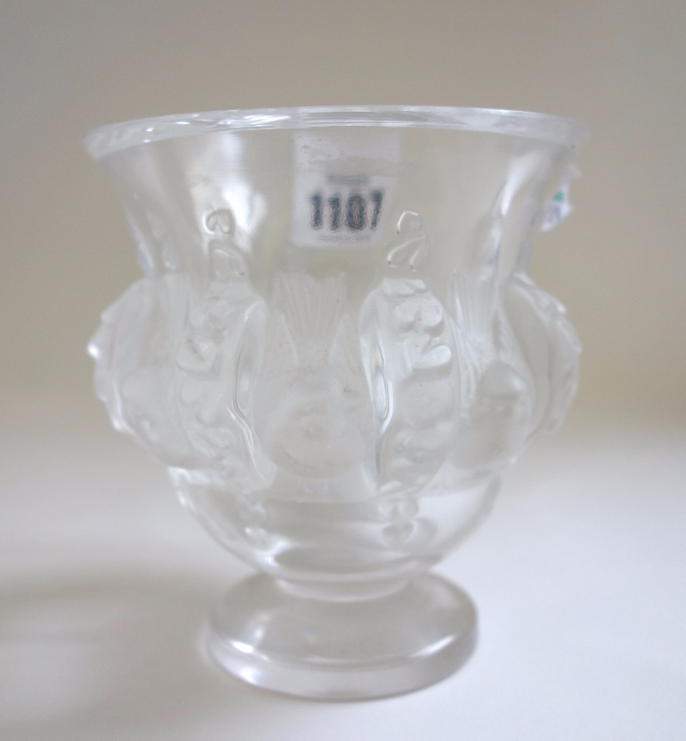 Appraisal: A Lalique clear and frosted glass vase post war moulded