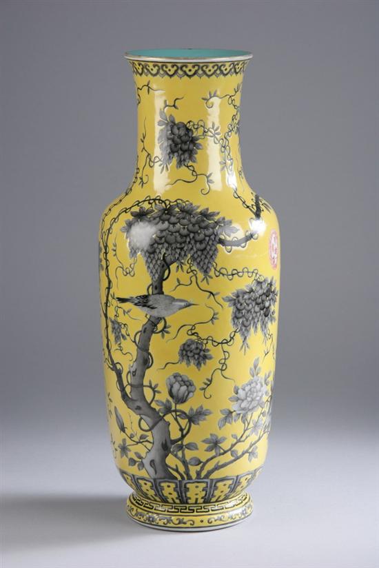 Appraisal: CHINESE GRISAILLE AND YELLOW PORCELAIN VASE - in high PROVENANCE