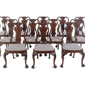 Appraisal: A Set of Twelve George II Style Mahogany Dining Chairs