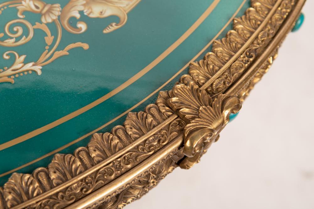 Appraisal: LOUIS XV STYLE GILT BRONZE PORCELAIN GUERIDON inches diameter inches