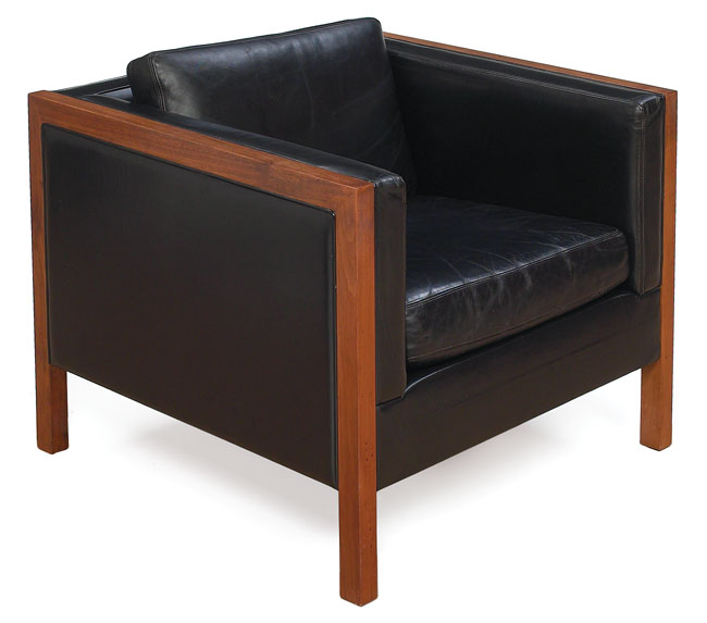 Appraisal: Edward Wormley lounge chair by Dunbar walnut frame with original