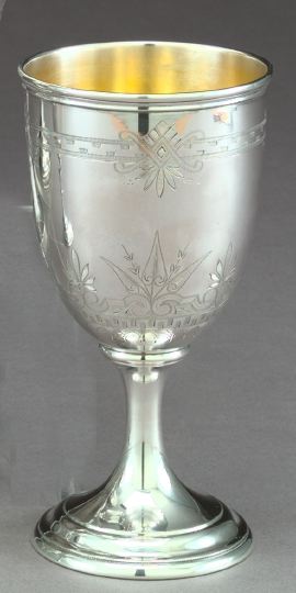 Appraisal: American Engraved Sterling Silver Goblet third quarter th century the