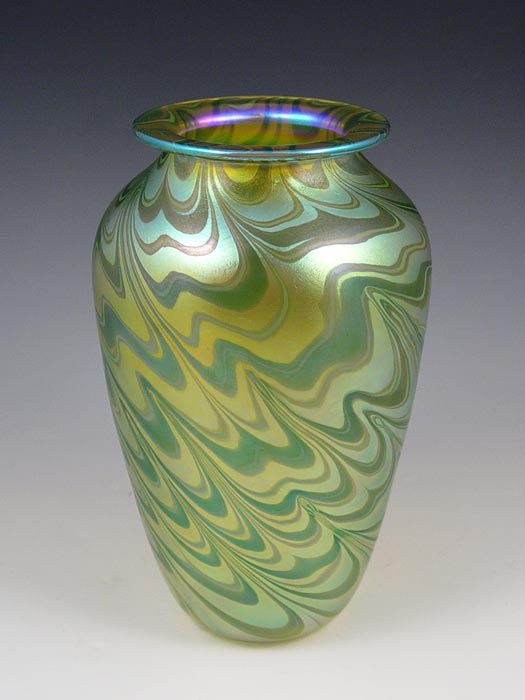 Appraisal: DURAND IRIDESCENT ART GLASS VASE Pulled design '' unsigned