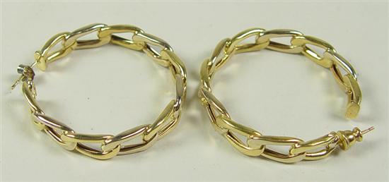 Appraisal: Pair of k Hoop Earrings k yellow gold grams Chain