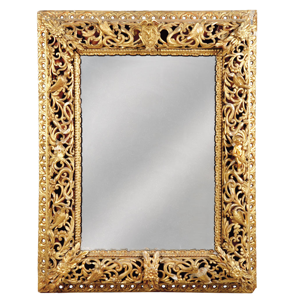 Appraisal: Italian Baroque Style Gilt-Wood Mirror th Century The rectangular mirror