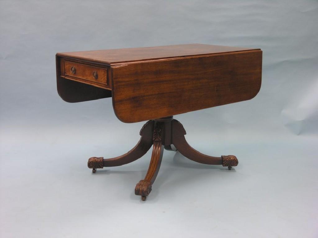 Appraisal: A George IV mahogany drop-leaf breakfast table with single oak-lined