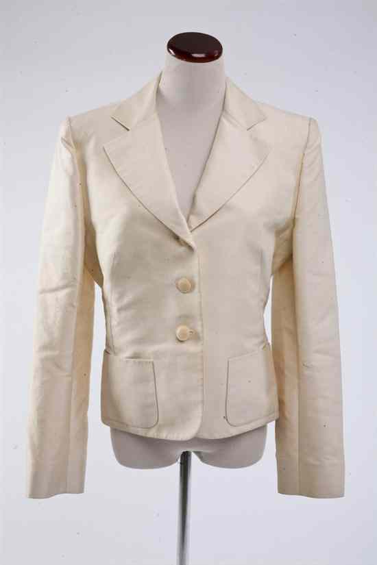 Appraisal: HERM S IVORY COTTON AND SILK JACKET s size Waist-high