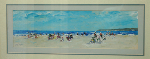 Appraisal: DONALD FRASER Ladies on the Beach Acrylic on board Signed